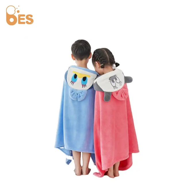 Children Cloak Bath Towel Coral Velvet Soft Absorbent Hooded Towel