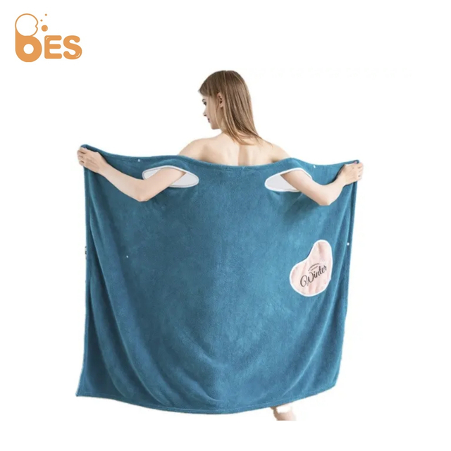 Lady Girls Fast Drying Bath Towels Spa Bathrobes Microfiber Bath Robes Wearable Towel