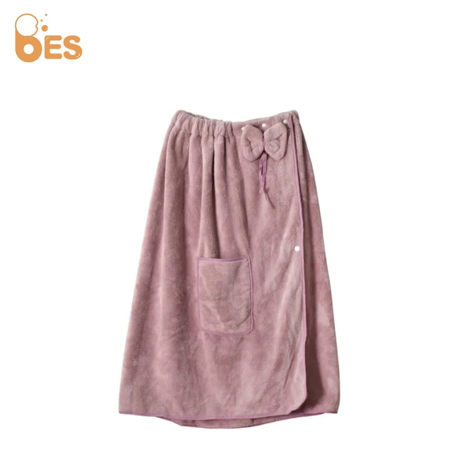 Fast Drying Coral Fleece Microfiber Wearable Women Wrap Bath Towel With Logo Custom