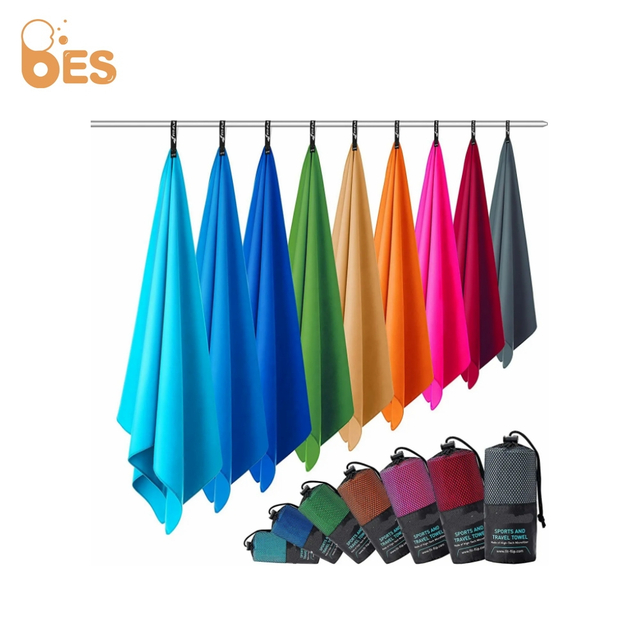 Custom Logo Wholesale Solid Color Absorbent Quick-dry Suede Microfiber Sand Free Beach Towel