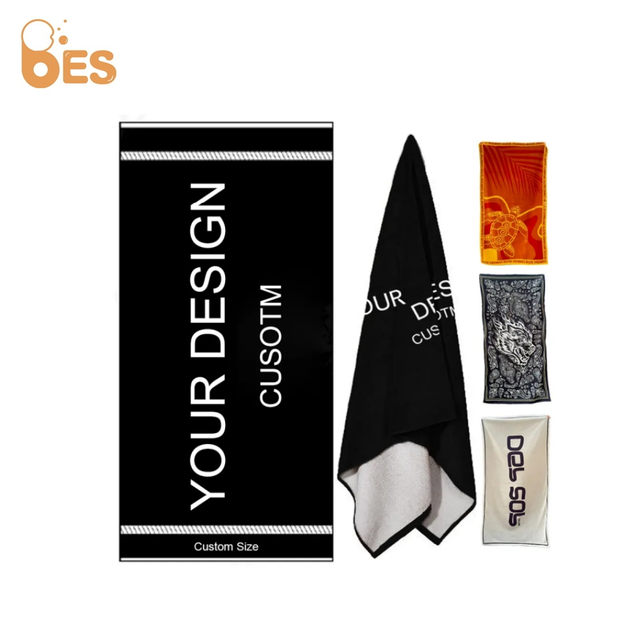 Custom Printed Beach Towel With Logo Shipping Summer Large Beach Towel Microfiber Velour Jacquard Logo