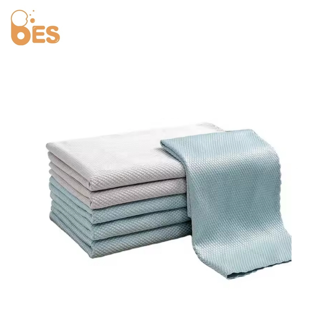 Window Cleaning Cloth Mirror & Car Wipes Fish Scale Streak-Free Glass Dish Towels Easy Clean Nanoscale Microfiber