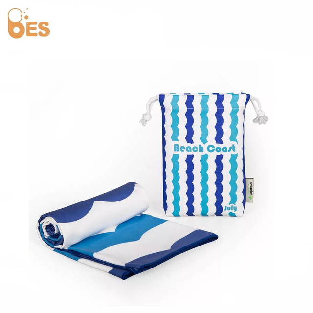 Logo Custom Water Absorption Quick Drying Microfiber Suede Double Sided Fleece Beach Towel