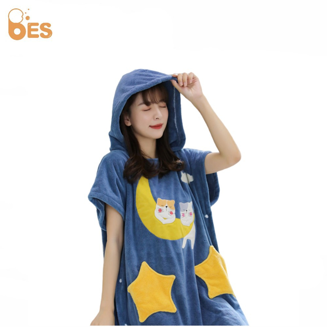 Coral Velvet Fashion Clothes Pajamas Hood Towel Supplier