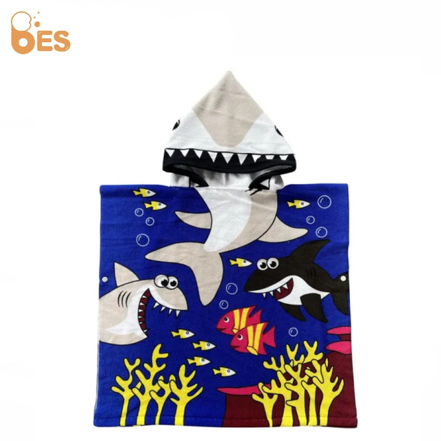 Custom Design Microfiber Poncho Hooded Absorbent Kids Bath Towel