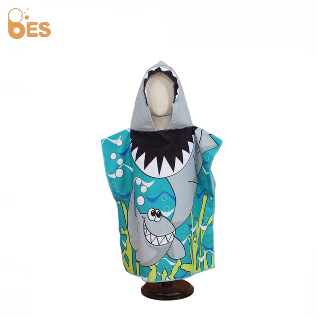 Children Wearable Towel Kids Hooded Ponchos Swimming Towel Beach Towel